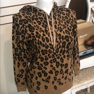 Chico's Brown Leopard Print Hooded Pullover (Chico’s size 1)